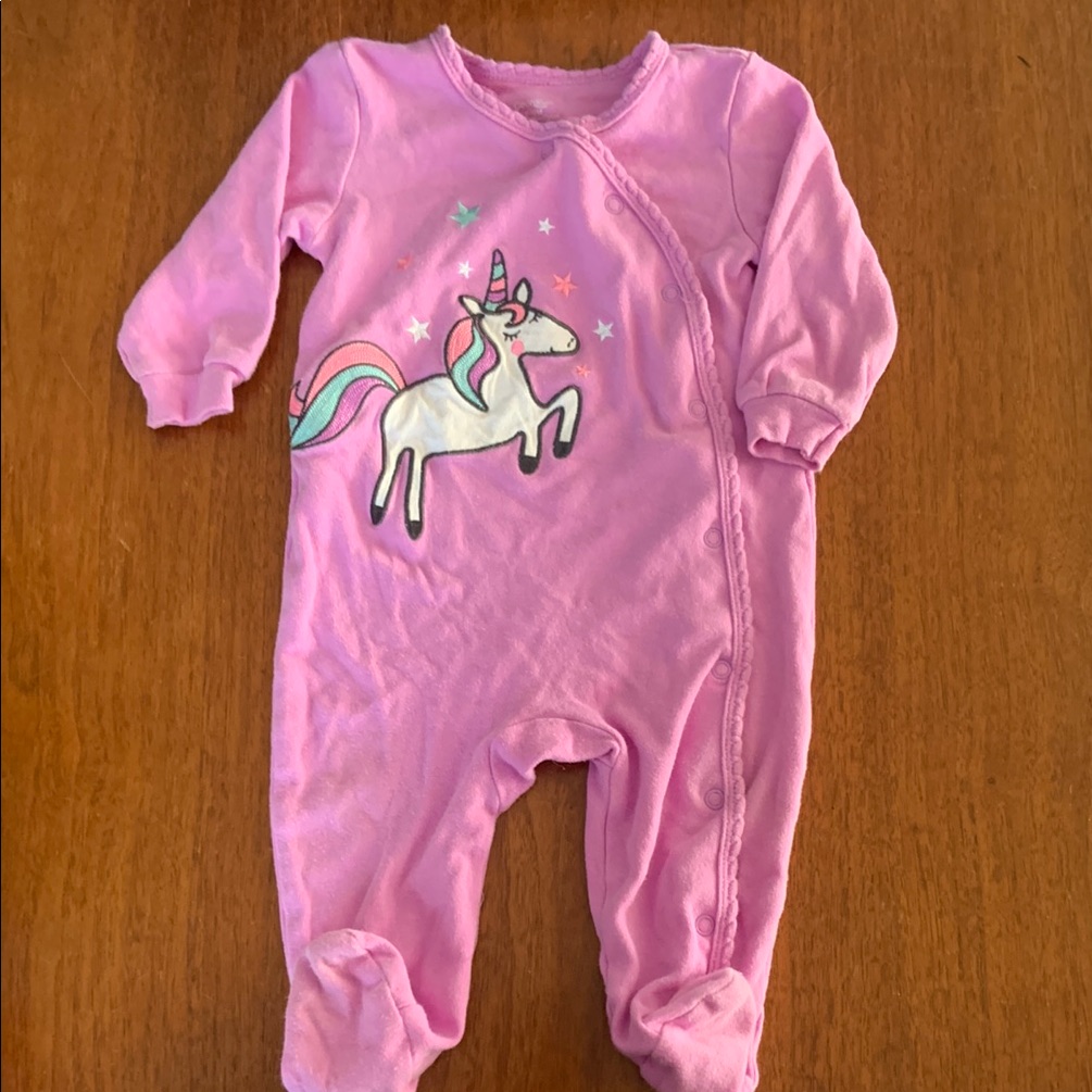 3/$10 George Purple/Pink Unicorn Footie One Piece Size 6-12m